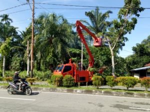 Kota Lubuk Basung Makin Tacelak, Taman-taman Dibenahi, Pohon Menjulang Dipangkas