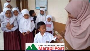Tim Penyelamat Tangkap Kera Liar Mengganas di SD Negeri 14 Lambah, Nagari Sianok, Kecamatan IV Koto