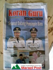 Guru-guru Agam Tambah Profesi, Terbitkan Tabloit Dengan Nama “KORAN GURU”, Terbitan Perdana Tampilkan Selamat Datang Pemimpin Baru, Iklan Pelantikan Bupati dan Wakil Bupati Agam