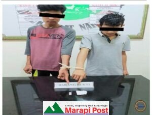 Dua Pemuda Ditangkap Opsnal Satresnarkoba Polres Agam Depan Kantor Polsek Lubuk Basung di Balai Satu Manggopoh