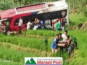 Bus Bawa Penumpang Pergi Pesta Jatuh Masuk Jurang di Kelok PDAM Marambuang