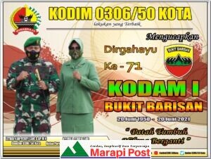 71 Tahun Kodam I BB; Dandim 0306/50 Kota Sampaikan Ucapan Selamat
