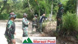 Satgas TMMD/N  Kodim 0306/50 Kota Tancapkan Patok Intuk Bangun Jalan
