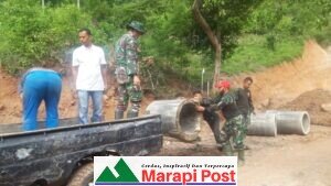 Jalan Dibangun Satgas TMMD Talang Maur-Maek Dipasang Gorong-gorong