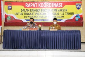 Polres Agam Gelar Rakor, Persiapan Percepatan Vaksinasi Murid SD