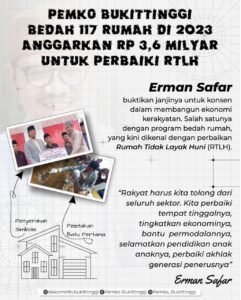 Memanfaatkan APBD 2023, Rp3,6 Milyar, Bukittinggi Bedah 117 RTLH