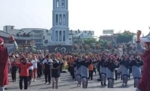 Pemko, PGRI, ASN dan Senam Bersama di Pelataran Jam Gadang Bukittinggi