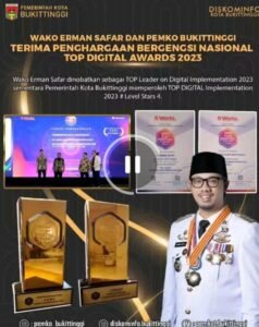 Inovasi Digital, Kota Bukittinggi Peroleh Dua Penghargaan TOP DIGITAL 2023