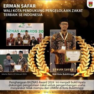 Erman Safar, Wali Kota Pendukung Pengelolaan Zakat Terbaik se Indonesia