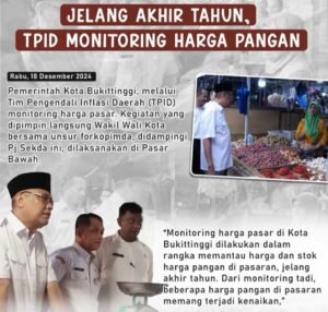 Jelang Akhir Tahun, TPID Kota Bukittinggi Monitoring Harga Pangan