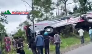 Bus Pariwisata Lalupa Korona Kecelakaan di Jalur One Way Malalak