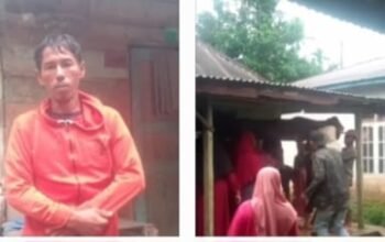 Kiri Rano Fajri, kanan almarhum Barun Alamsyah saat dibawa ke pemakaman.