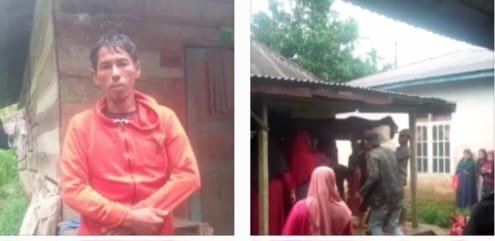 Kiri Rano Fajri, kanan almarhum Barun Alamsyah saat dibawa ke pemakaman.