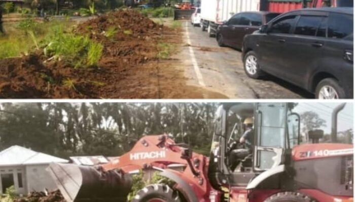 Atas Permintaan Wali Nagari Salareha Aia Barat, PT. AMP Bersihkan Jalan Nasional