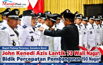 Bupati Pd. Pariaman Lantik 73 Wali Nagari, Bidik Percepatan Pembangunan Nagari