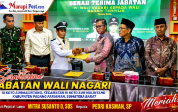 Sertijab Wali Nagari III Koto Aurmalintang, Mitra Susanto kepada Pedri Kasman
