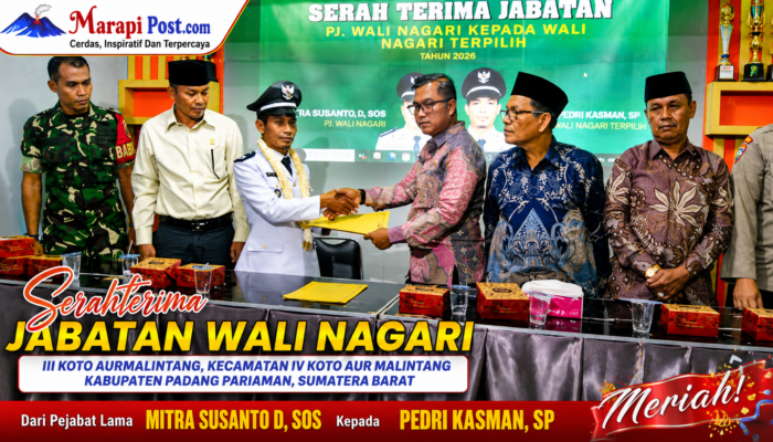 Sertijab Wali Nagari III Koto Aurmalintang, Mitra Susanto kepada Pedri Kasman